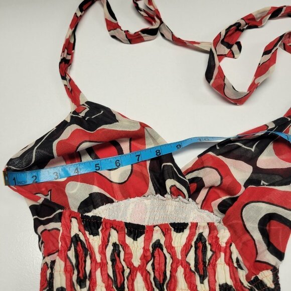 HALTER Tie Cotton Summer Midi Maxi Dress Size S/M - Picture 10 of 14